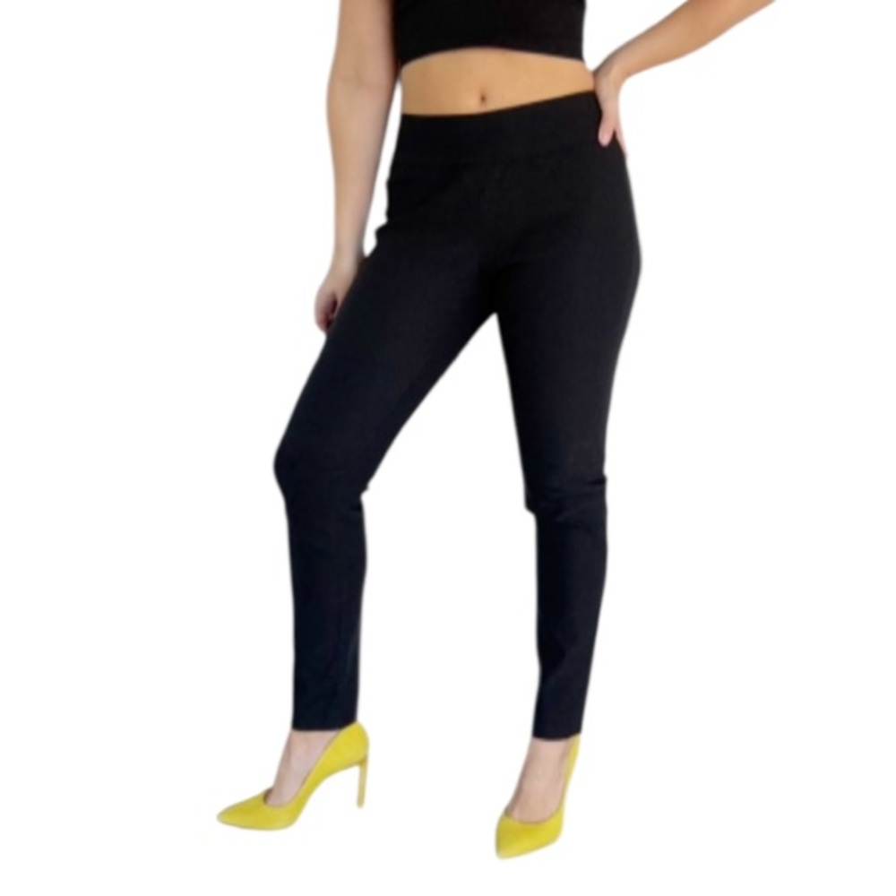 Focus 2000 black nylon stretch high rise skinny pants size 8